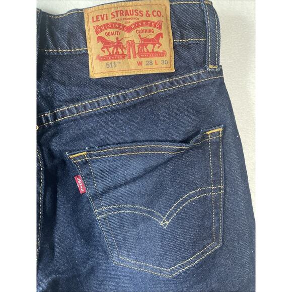 Levis 511 Men’s 28 X 30 Jeans Slim Stretch Dark Blue Denim - Picture 5 of 5